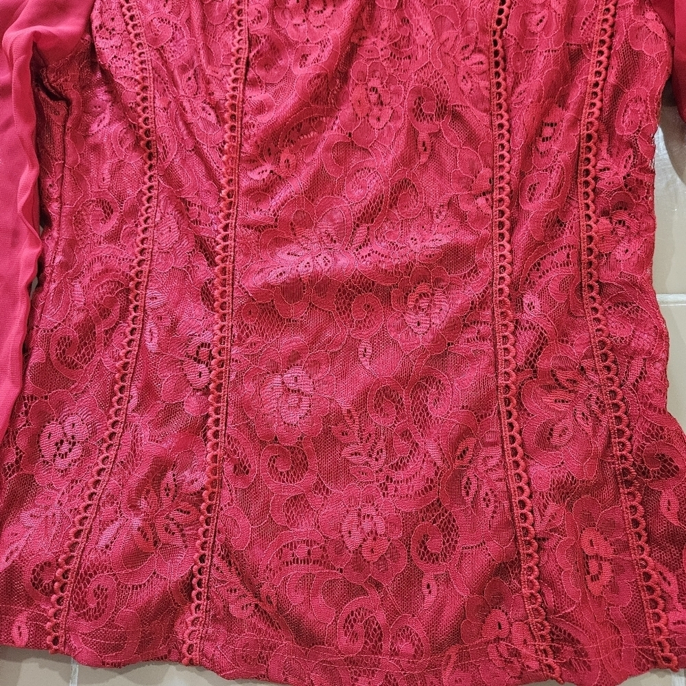 Scarlett Darkness whimsigoth lace top with mesh sleeves. Size S - Picture 3 of 6